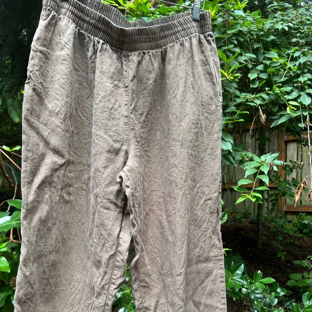 Beaton Linen Tan Wide Leg Pants